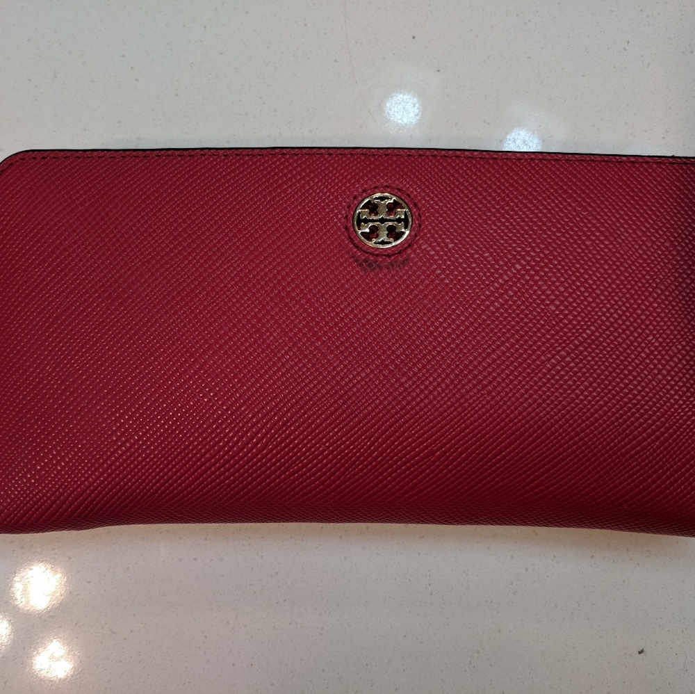Beautiful red Tory Burch passport wallet